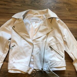 Calvin Klein white leather jacket nwt